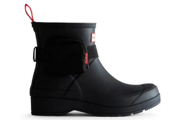 Rain Boots-Hunter Rain Ankle Boots Play Short Gears On Pouch Buckle Belt Boot Bl