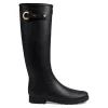 Rain Boots-Hunter Rain Boots Refined Tall Gears On Eyelet Buckle Black