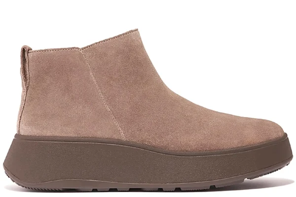 Ankle Boots-Fitflop Wedged Ankle Boots F-Mode Suede Flatf Zip